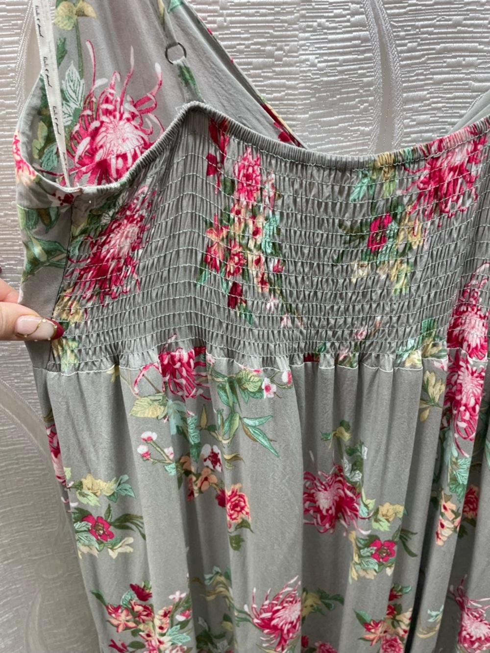 Kiwi & Punch Maxi Dress Womens Medium Sage Green Floral Excellent Boho Tie Front - Picture 7 of 7